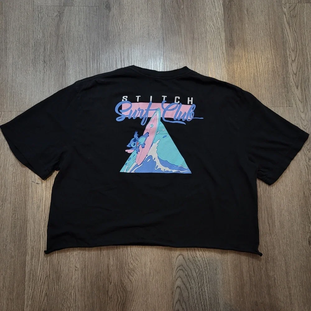 Disney‎ Lilo & Stitch Crop Top T-Shirt Women's Sze M Black